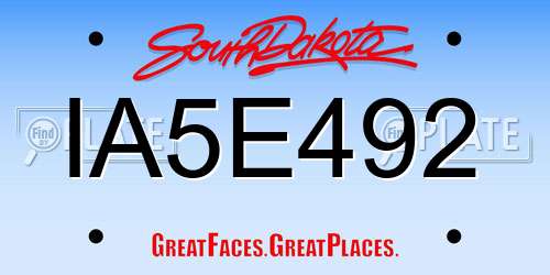 IA5E492 South Dakota License Plate