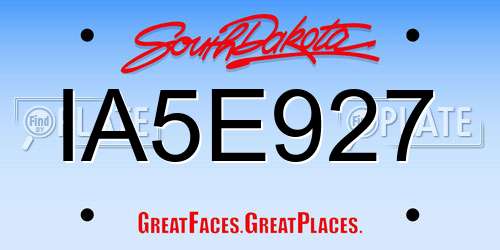 IA5E927 South Dakota License Plate