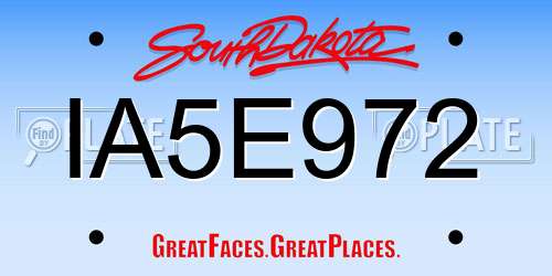 IA5E972 South Dakota License Plate