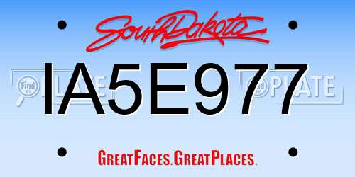 IA5E977 South Dakota License Plate