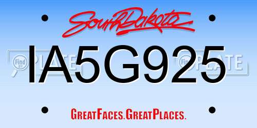 IA5G925 South Dakota License Plate
