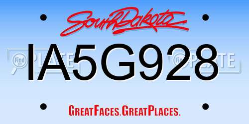 IA5G928 South Dakota License Plate