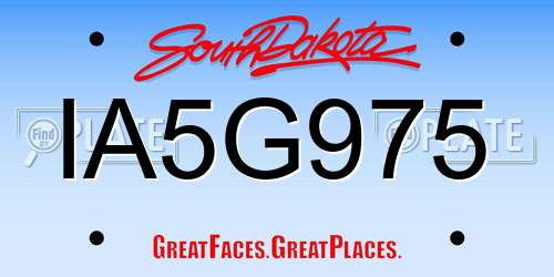 IA5G975 South Dakota License Plate