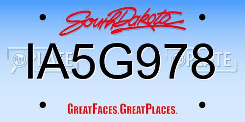 IA5G978 South Dakota License Plate