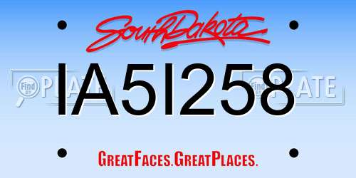 IA5I258 South Dakota License Plate