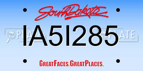 IA5I285 South Dakota License Plate