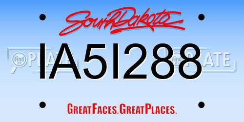 IA5I288 South Dakota License Plate