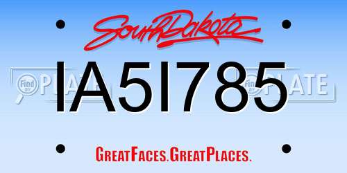 IA5I785 South Dakota License Plate