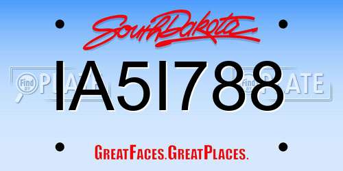 IA5I788 South Dakota License Plate