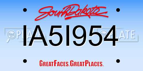 IA5I954 South Dakota License Plate
