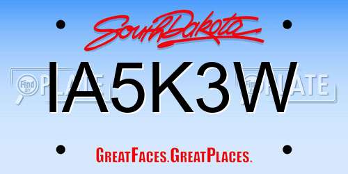 IA5K3W South Dakota License Plate