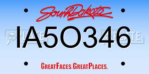 IA5O346 South Dakota License Plate