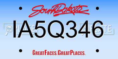 IA5Q346 South Dakota License Plate
