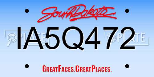 IA5Q472 South Dakota License Plate