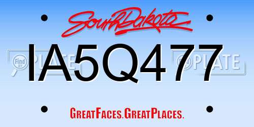 IA5Q477 South Dakota License Plate