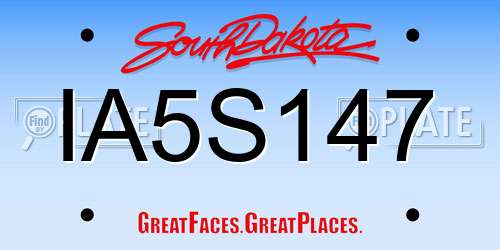 IA5S147 South Dakota License Plate