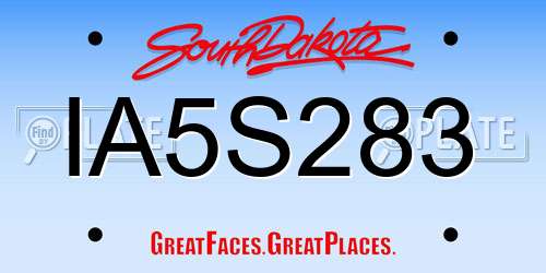 IA5S283 South Dakota License Plate