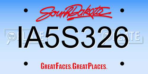 IA5S326 South Dakota License Plate