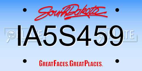 IA5S459 South Dakota License Plate