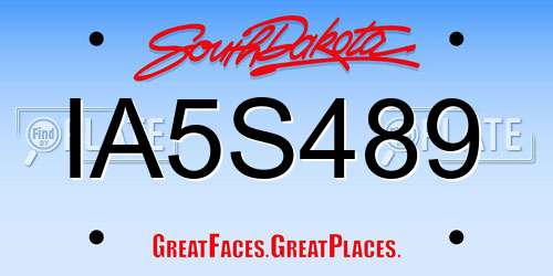 IA5S489 South Dakota License Plate