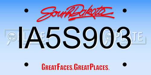 IA5S903 South Dakota License Plate