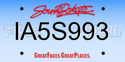 IA5S993 South Dakota License Plate