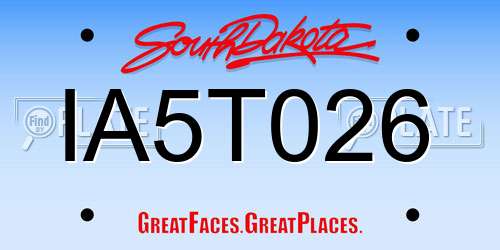 IA5T026 South Dakota License Plate