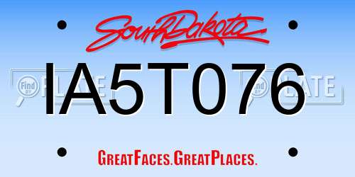 IA5T076 South Dakota License Plate