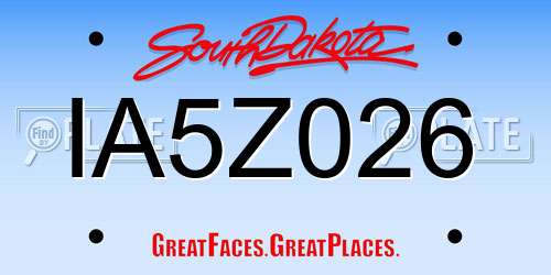 IA5Z026 South Dakota License Plate
