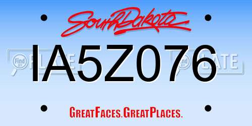 IA5Z076 South Dakota License Plate