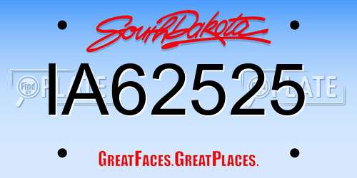IA62525 South Dakota License Plate