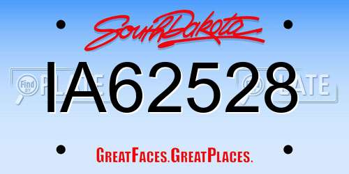 IA62528 South Dakota License Plate