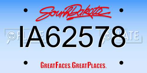 IA62578 South Dakota License Plate