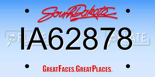 IA62878 South Dakota License Plate