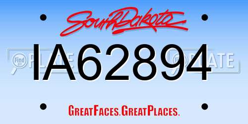 IA62894 South Dakota License Plate