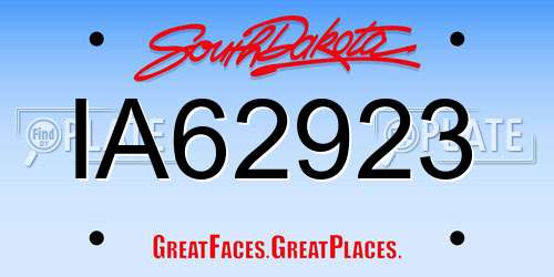 IA62923 South Dakota License Plate