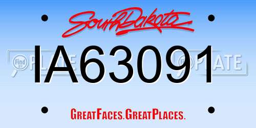 IA63091 South Dakota License Plate