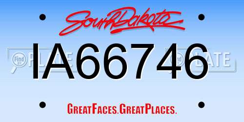 IA66746 South Dakota License Plate