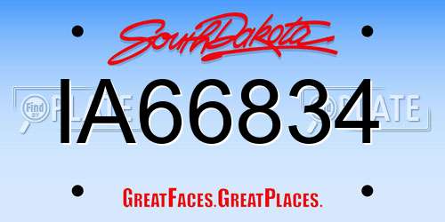 IA66834 South Dakota License Plate