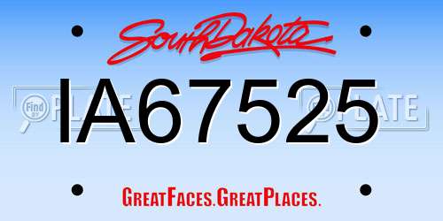 IA67525 South Dakota License Plate