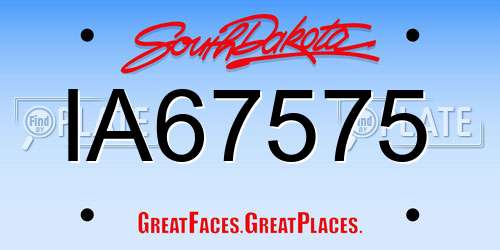 IA67575 South Dakota License Plate