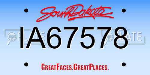 IA67578 South Dakota License Plate