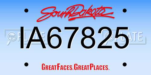 IA67825 South Dakota License Plate