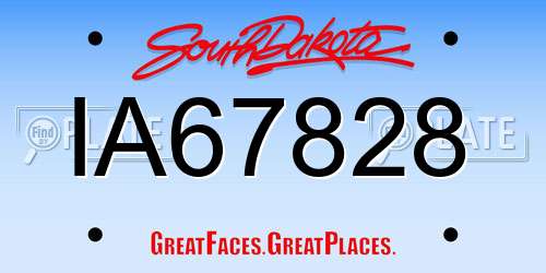 IA67828 South Dakota License Plate
