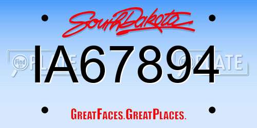 IA67894 South Dakota License Plate