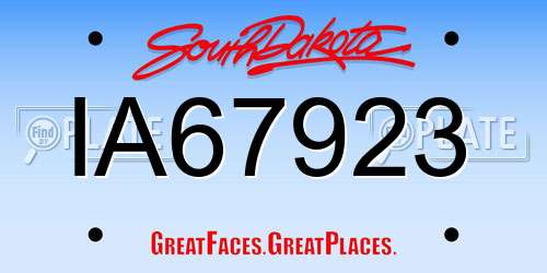 IA67923 South Dakota License Plate