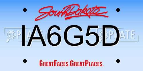 IA6G5D South Dakota License Plate