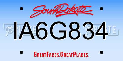 IA6G834 South Dakota License Plate