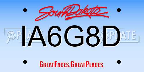 IA6G8D South Dakota License Plate