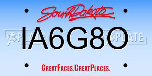 IA6G8O South Dakota License Plate